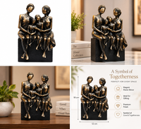 Anupam Antique Gold Family of Four Showpiece with Black Base | Premium Family Home & Office Décor