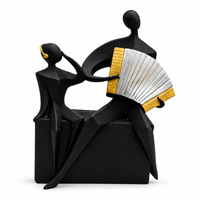 Anupam Premium Abstract Musician Duo with Accordion Showpiece | Black, Gold & White Modern Home Décor Figurine