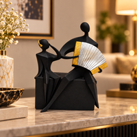 Anupam Premium Abstract Musician Duo with Accordion Showpiece | Black, Gold & White Modern Home Décor Figurine