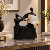 Anupam Premium Abstract Musician Duo with Accordion Showpiece | Black, Gold & White Modern Home Décor Figurine