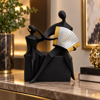 Anupam Premium Abstract Musician Duo with Accordion Showpiece | Black, Gold & White Modern Home Décor Figurine