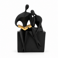 Anupam Premium Abstract Couple Reading Book Showpiece | Black & Gold Modern Home and Office Décor Figurine