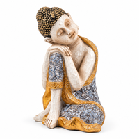 Anupam Premium Serene Resting Buddha Decorative Showpiece | Gold & Silver Finish Home Decor Statue