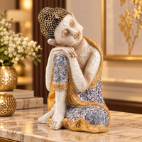 Anupam Premium Serene Resting Buddha Decorative Showpiece | Gold & Silver Finish Home Decor Statue
