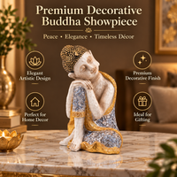 Anupam Premium Serene Resting Buddha Decorative Showpiece | Gold & Silver Finish Home Decor Statue