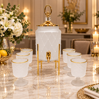 Anupam Antique White & Gold Beverage Dispenser Set with 6 Matching Glasses - Luxurious Home Decor & Glassware