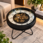 Anupam Luxury Gear Design Table Clock with Metal Stand | Premium Black & Gold Decorative Clock - Floor Clock