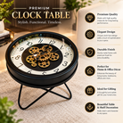 Anupam Luxury Gear Design Table Clock with Metal Stand | Premium Black & Gold Decorative Clock - Floor Clock
