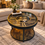 Anupam Luxury Gear Design Coffee Table Clock with Lower Shelf | Premium Black & Gold Statement Furniture