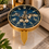 Anupam Luxury Gear Design Pendulum Wall Clock with Roman Numerals | Premium Gold & Blue Home Decor Clock