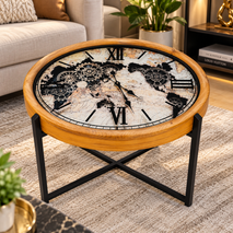 Anupam Pregents Vintage Gear Design Table Clock with Wooden Frame & Metal Stand | Premium Decorative Clock