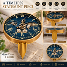 Anupam Luxury Gear Design Pendulum Wall Clock with Roman Numerals | Premium Gold & Blue Home Decor Clock