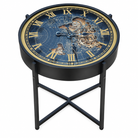 Anupam Luxury Blue & Gold Gear Design Table Clock with Roman Numerals | Premium Metal Stand Clock