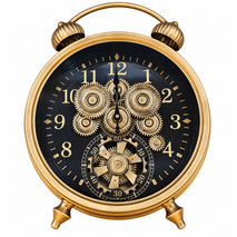 Anupam Premium Antique Gold Gear Table Clock – Vintage Twin Bell Decorative Clock for Home & Office Decor