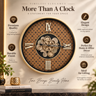 Anupam Luxury Gold Gear Design Wall Clock with Roman Numerals | Premium Brown Pattern Decorative Clock