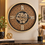 Anupam Luxury Gold Gear Design Wall Clock with Roman Numerals | Premium Brown Pattern Decorative Clock
