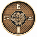 Anupam Luxury Gold Gear Design Wall Clock with Roman Numerals | Premium Brown Pattern Decorative Clock