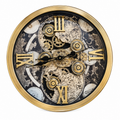 Anupam Premium Luxury Gold Gear Design Wall Clock with Roman Numerals | Premium Vintage Decorative Clock