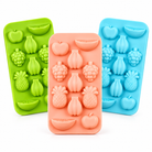 Anupam 3 Pcs Silicone Fruit Shape Ice Maker Set – Food Grade Reusable Ice Cube Tray for Drinks, Juices & Chocolates