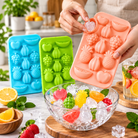 Anupam 3 Pcs Silicone Fruit Shape Ice Maker Set – Food Grade Reusable Ice Cube Tray for Drinks, Juices & Chocolates
