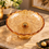 Anupam Premium Amber Textured Glass Decorative Bowl with Golden Accent | Elegant Serving & Home Décor Bowl