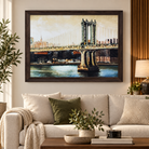 Anupam Premium New York Suspension Bridge UV Textured Wooden Framed Wall Painting – Urban Cityscape Artwork, 31 × 23 Inch