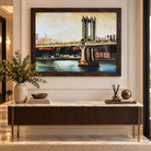 Anupam Premium New York Suspension Bridge UV Textured Wooden Framed Wall Painting – Urban Cityscape Artwork, 31 × 23 Inch
