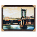 Anupam Premium New York Suspension Bridge UV Textured Wooden Framed Wall Painting – Urban Cityscape Artwork, 31 × 23 Inch