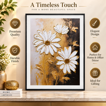 Anupam Premium 3D Embossed White Floral Metal Frame Painting | Wall Painting Photo Frame for Home Decor Gift Items– 20 x 16 Inch