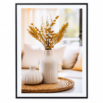 Anupam Pregents Premium 3D Embossed Golden Botanical Vase Metal Framed Painting | Wall Paintings for Home Decor Gift Items– 28 x 20 Inch