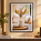 Anupam Pregents Premium 3D Embossed Golden Botanical Vase Metal Framed Painting | Wall Paintings for Home Decor Gift Items– 28 x 20 Inch