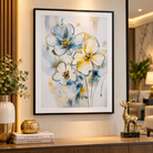 Anupam Premium 3D Embossed Blue & Gold Floral Metal Framed Painting | Wall Painting for Home Decor Gift Items – 28 x 20 Inch