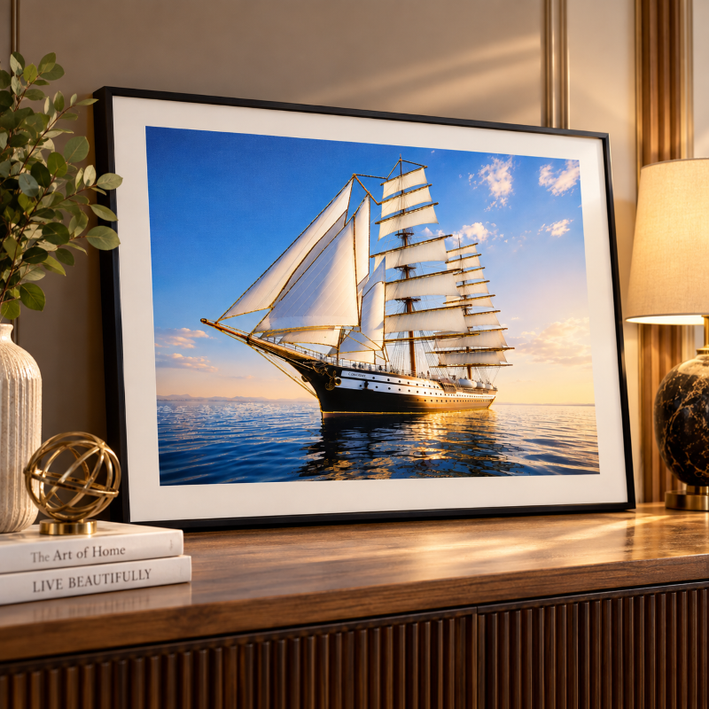 Anupam Premium 3D Embossed Sailing Ship Metal Frame Painting | Wall Painting Home Decor Gift Items– 28 x 20 Inch