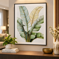 Anupam Premium 3D Embossed Tropical Banana Leaf Metal Frame Painting | Wall Photo Frame– 28 x 20 Inch (Multicolor