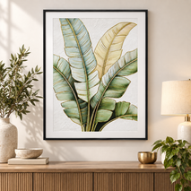 Anupam Premium 3D Embossed Tropical Banana Leaf Metal Frame Painting | Wall Photo Frame– 28 x 20 Inch (Multicolor