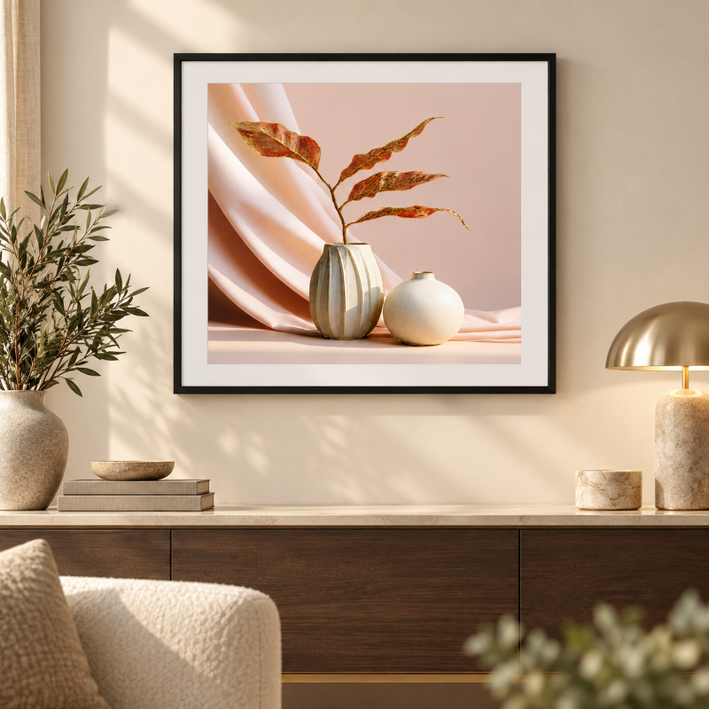Anupam Premium 3D Embossed Vase & Botanical Metal Frame Painting | Wall Painting For Home Decor Gift Items – 28 x 20 Inch
