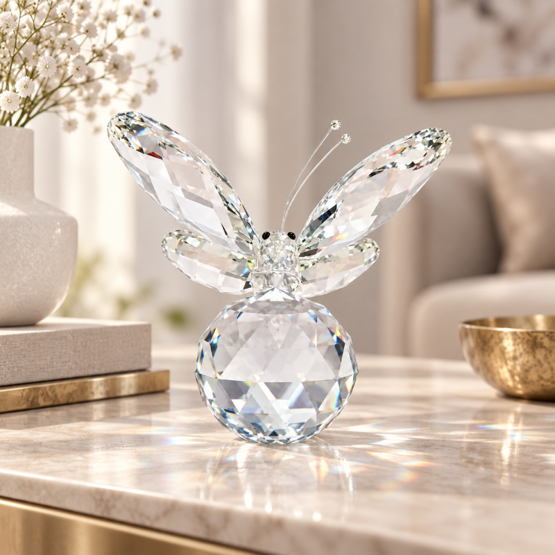 Anupam Premium Crystal Butterfly Showpiece | Elegant Home Decor Table Accent Best Gift Items - Pack of 1