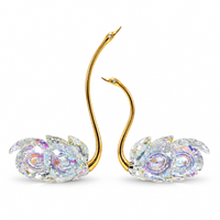 Anupam Premium Crystal Swan Pair Showpiece with Golden Neck | Luxury Home Decor Accent Gift Items - Pack of 1