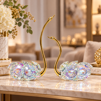 Anupam Premium Crystal Swan Pair Showpiece with Golden Neck | Luxury Home Decor Accent Gift Items - Pack of 1