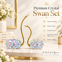 Anupam Premium Crystal Swan Pair Showpiece with Golden Neck | Luxury Home Decor Accent Gift Items - Pack of 1