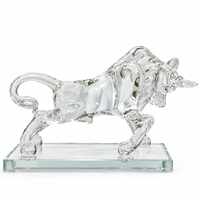 Anupam Premium Crystal Bull Showpiece with Glass Base | Luxury Home & Office Decor Gift Items - Pack of 1