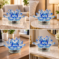 Anupam Premium Blue Crystal Lotus Decorative Showpiece with Glass Base | Luxury Home & Office Decor