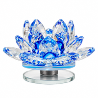 Anupam Premium Blue Crystal Lotus Decorative Showpiece with Glass Base | Luxury Home & Office Decor