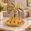 Anupam Premium Golden 3-Jar Dry Fruit Serving Set with Palm Tree Stand | Luxury Table Decor Gift Items