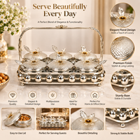 Anupam Premium Silver 6-Jar Dry Fruit Serving Set with Decorative Handle Tray | Luxury Tableware Gift Items