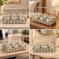 Anupam Premium Silver 6-Jar Dry Fruit Serving Set with Decorative Handle Tray | Luxury Tableware Gift Items