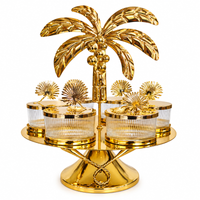 Anupam Premium Golden 4-Jar Dry Fruit Serving Set with Palm Tree Stand | Luxury Table Decor Gift Items