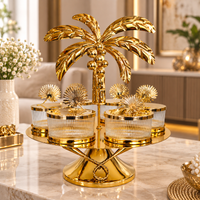 Anupam Premium Golden 4-Jar Dry Fruit Serving Set with Palm Tree Stand | Luxury Table Decor Gift Items