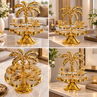 Anupam Premium Golden 4-Jar Dry Fruit Serving Set with Palm Tree Stand | Luxury Table Decor Gift Items