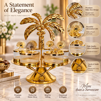 Anupam Premium Golden 4-Jar Dry Fruit Serving Set with Palm Tree Stand | Luxury Table Decor Gift Items